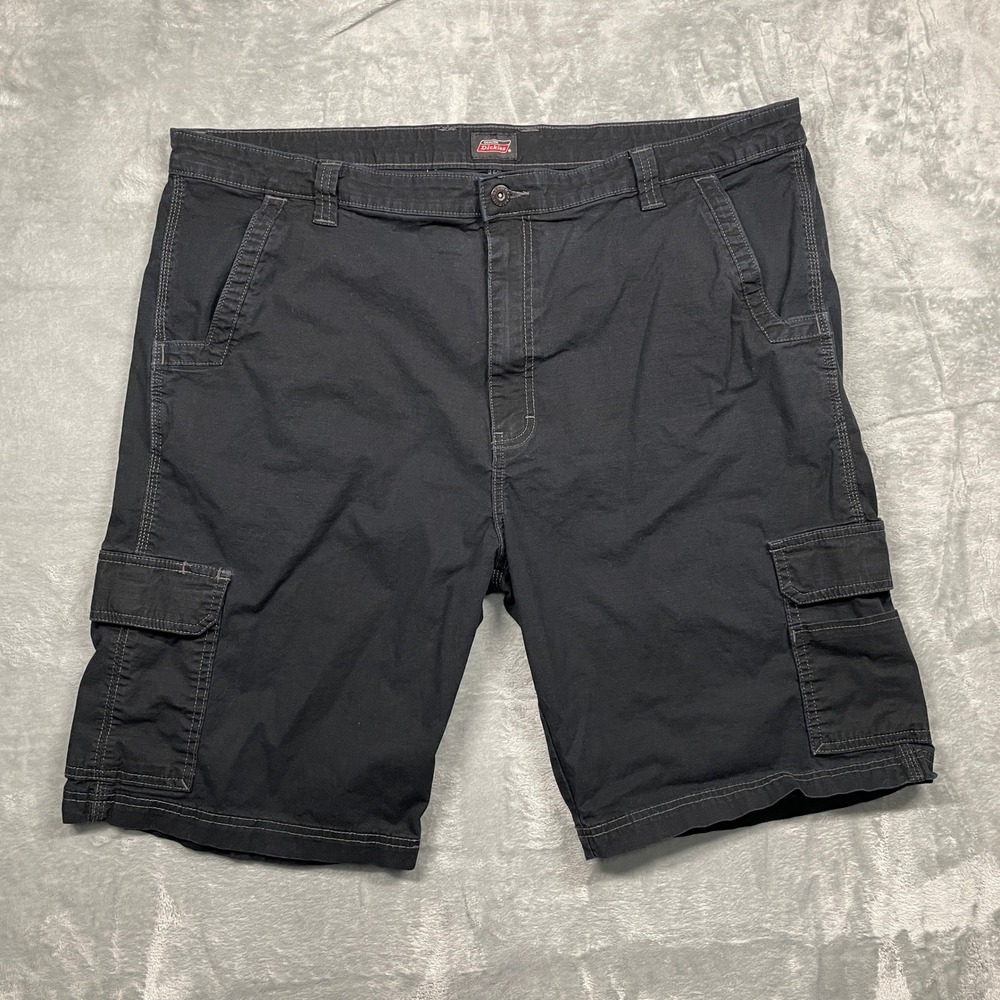 Dickies Cargo Shorts Mens 42 Black Ripstop Stretch Workwear
